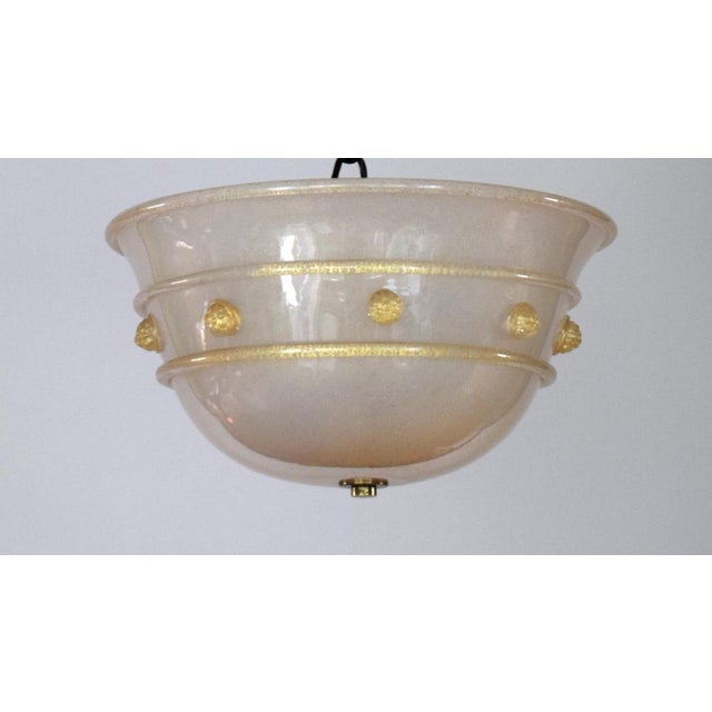 Mouth-Blown Opalescent Glass and Gold Leaf Pendant Lamp from Barovier & Toso, 1960s For Sale - Image 3 of 10