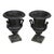 Neoclassical Pair of Petite Antique Cast Iron Garden Urns With Handles C1900 For Sale - Image 3 of 6