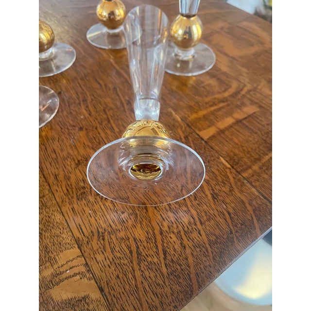 1990s Orrefors, Nobel Champagne Flutes by Gunnar Cyren - Set of 5 For Sale In New York - Image 6 of 6