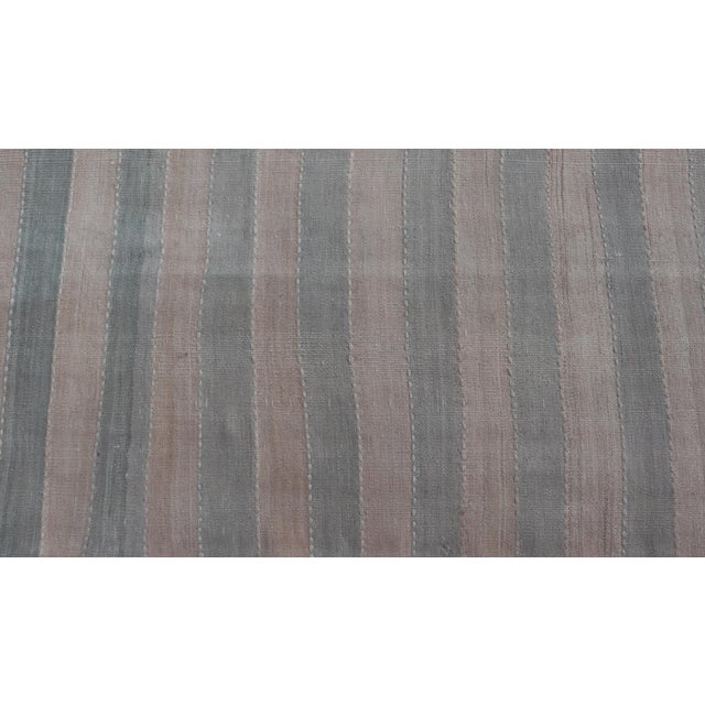 Vintage Turkish Kilim Runner With Soft Blue and Ivory Stripes For Sale - Image 9 of 11