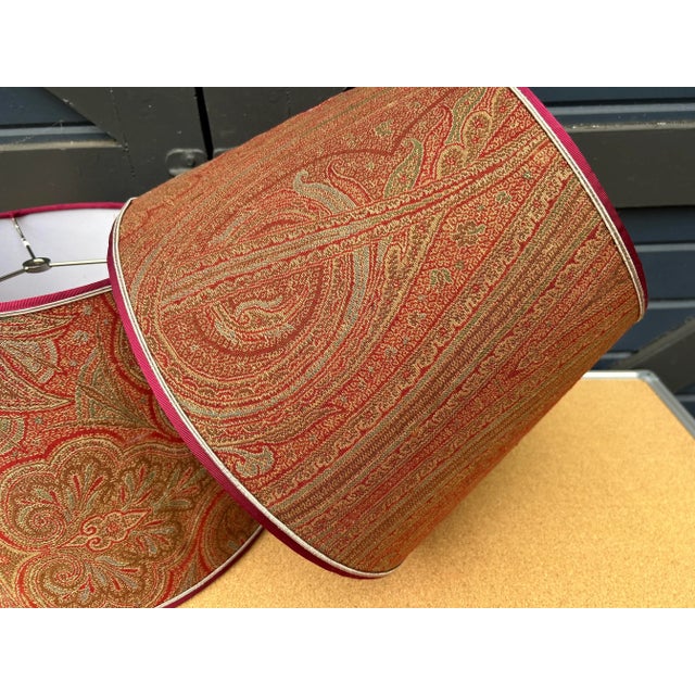 Antique Paisley Lampshades/Pair For Sale In Philadelphia - Image 6 of 6