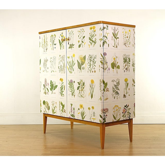 Vintage Cabinet with Illustrations Nordens Flora by C.A.M Lindman, 1950s For Sale - Image 3 of 7