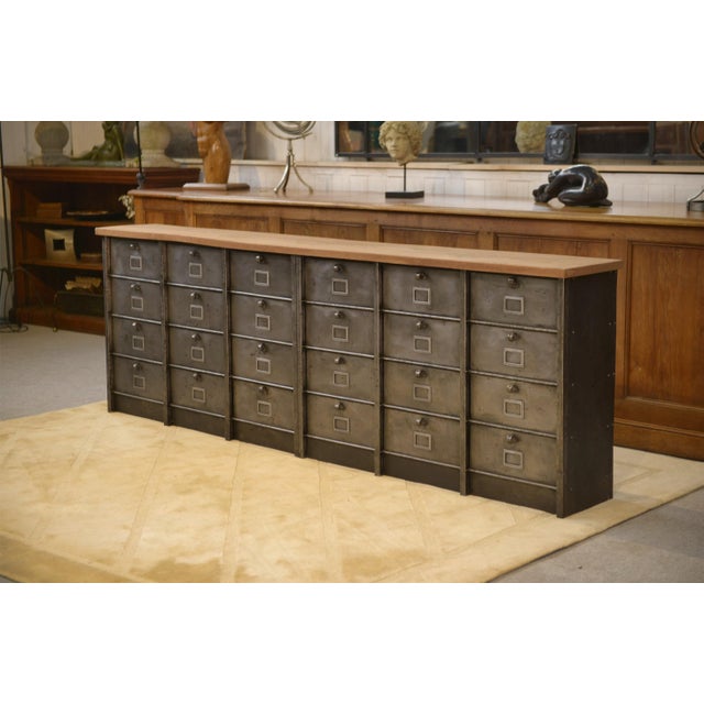Six-Column Filing Cabinet with Oak Top by Strafor, 1950s For Sale - Image 16 of 16