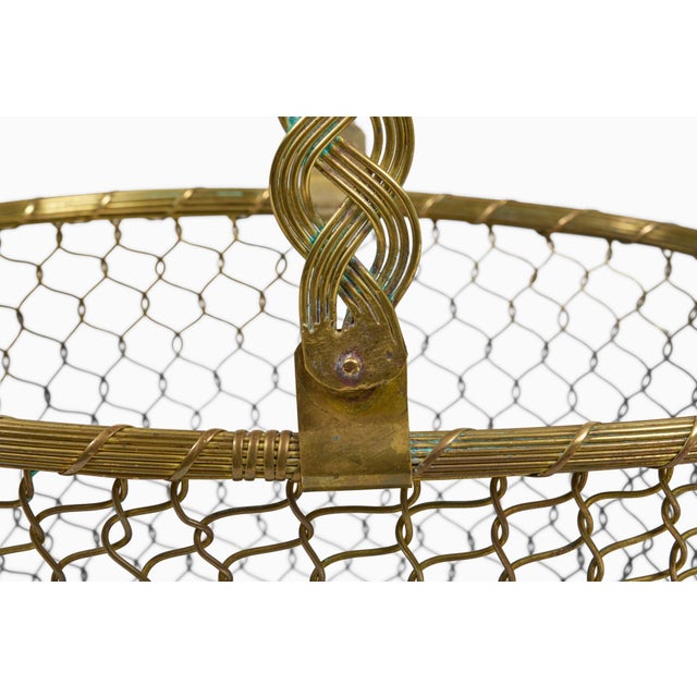Metal Vintage Brass Wire Mesh Basket For Sale - Image 7 of 10