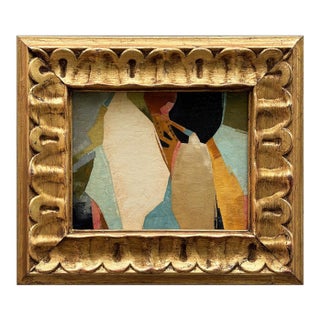 Contemporary Abstract Oil Painting in Vintage Gold Frame For Sale