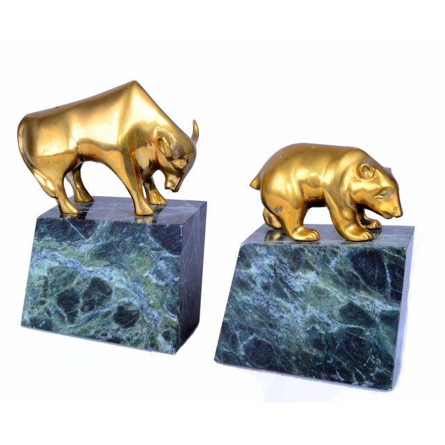 Vintage Brass Bull & Bear Bookends A Pair Chairish