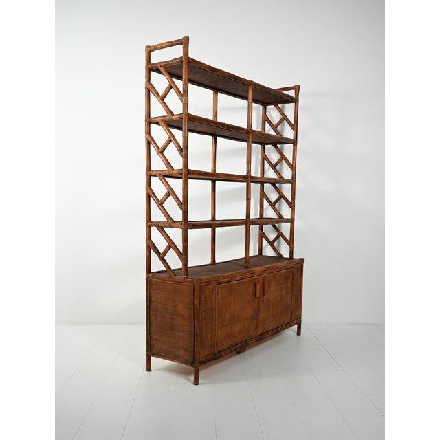 Vintage Bamboo and Rattan Bookcase, 1960s For Sale - Image 4 of 14