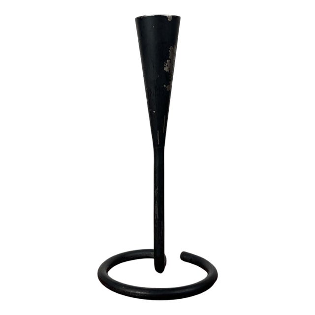 Mid-Century Modern Brutalist Wrought Iron Candleholder, 1960s For Sale
