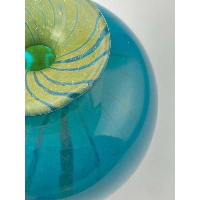 A rare signed Mdina Glass vase from Malta, dated 1979, exemplifying the studio’s bold aesthetic during its formative...