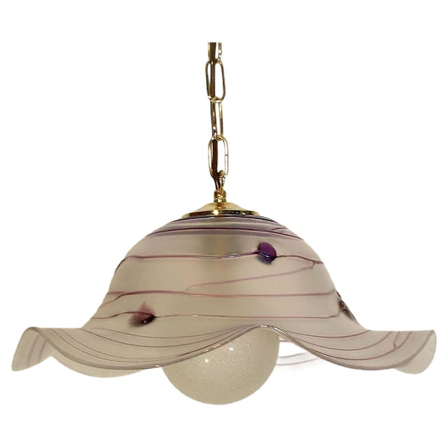 German Heavy Handmade Glass Pendant Lamp from Poeschinger, 1970s For Sale