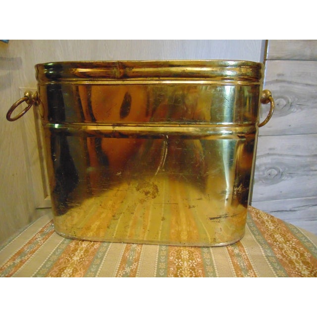 Vintage Brass Wood Container, 1970s For Sale - Image 6 of 6