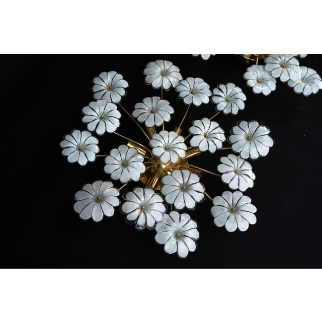 Murano White Flower Ceiling Lamps, Italy, 1980s, Set of 2 For Sale - Image 4 of 18