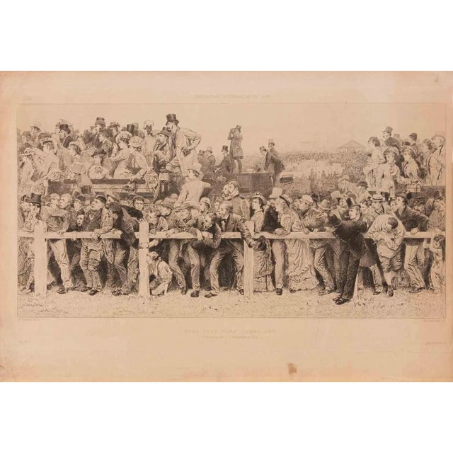 Adolphe Lalauze, Here They Come Derby Day, Etching, 1878 For Sale