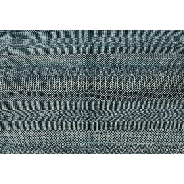 2020s Fine Contemporary Rug 7’11” X 10’1” Blue Wool Hand-Knotted Carpet For Sale - Image 5 of 12