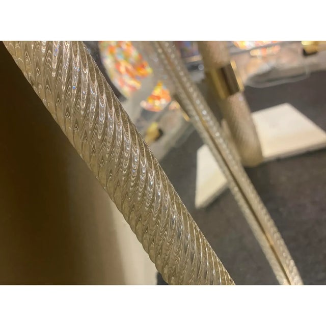 Murano Venetian "Torciglione" Torchon Murano Glass Wall Mirror in Barovier Style For Sale - Image 4 of 9