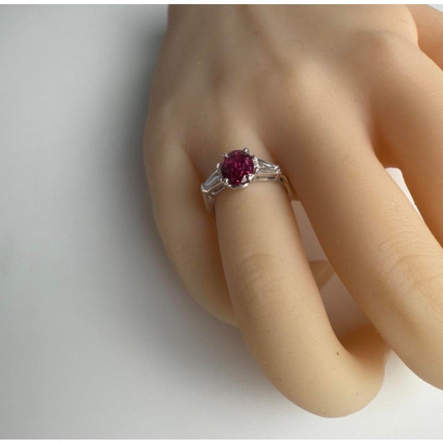 Platinum Gia Certified 2.09 Carat Ruby and Diamond Cocktail Ring, Size 5 For Sale - Image 4 of 8