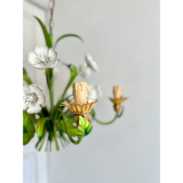 Vintage Floral Tole Chandelier, 1970 For Sale - Image 13 of 18