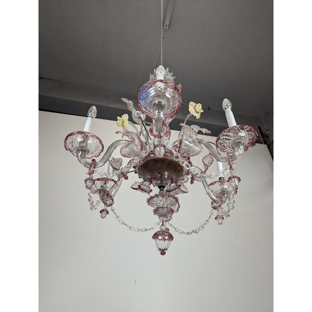 Polychrome Venetian Chandelier in Blown Glass For Sale - Image 3 of 14