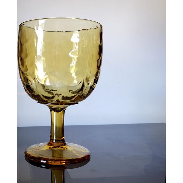 Mid-Century Modern Vintage Mid-Century Modern Bartlett Collins Amber Thumbprint Goblets -Set of 3 For Sale - Image 3 of 7