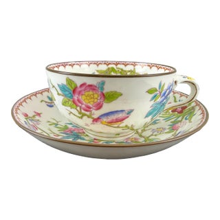 Antique Mintons Cuckoo Tea Cup and Saucer Set Birds and Florals For Sale