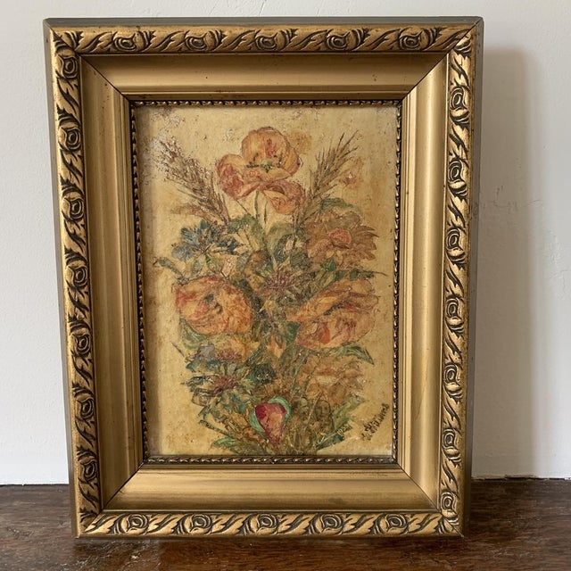 Modern Floral Still Life, 1935, Mixed Media, Framed For Sale - Image 3 of 11