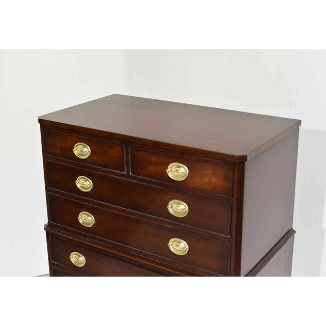Wood 1960s Georgian Mahogany Highboy Dresser by Kindel For Sale - Image 7 of 8