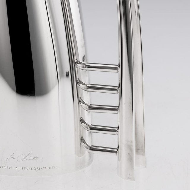 Vintage 20th Century Italian Silver Plated Tea Set from Sabattini, 1990s, Set of 5 For Sale - Image 17 of 18