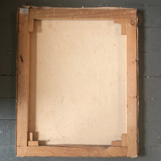 Original Mid Century Big Eyed Child French Impressionist Painting Signed For Sale - Image 4 of 5