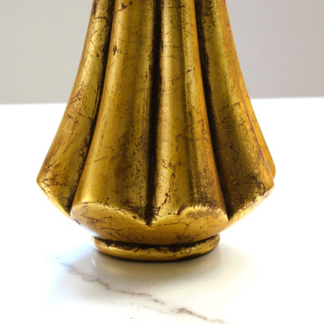 European Art Nouveau style Josef Hoffman. Fluted fan-shaped design with a gilded gold finish. Interior olive green...