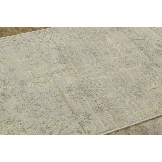 2020s Contemporary Block Print Floral Natural Silk Runner by Rug & Kilim, India For Sale - Image 5 of 9