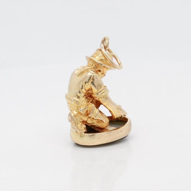 Metal Antique 9k Gold & Jade Seal With Figural Gold Miner Watch Fob Charm For Sale - Image 7 of 12