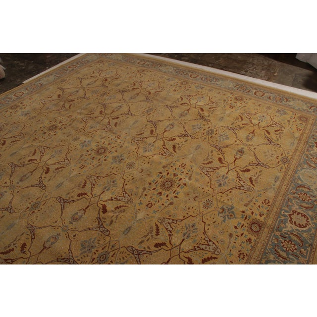 Modern Rug & Kilim’s Tabriz Style Rug in Beige Gold Floral Pattern For Sale - Image 3 of 8