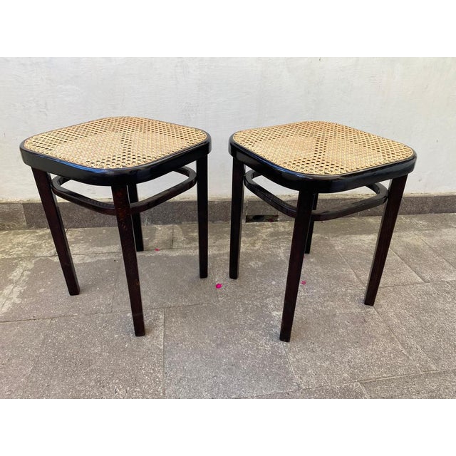 Thonet stools no.144 professionally stained and repolished. This piece is attributed to the mentioned designer/maker. It...
