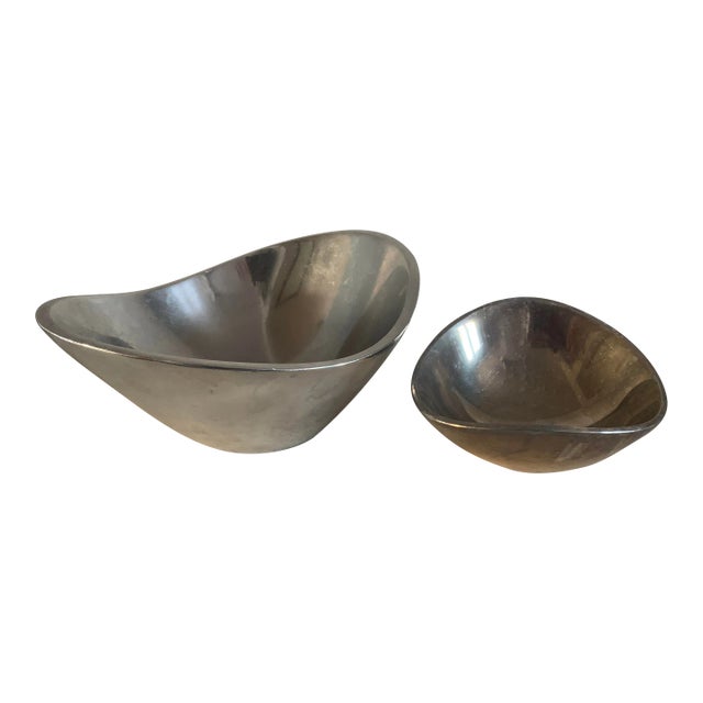 1960s Mid-Century Modern Cast Metal Nambe Bowls by Richard K Thomas - Set of 2 For Sale