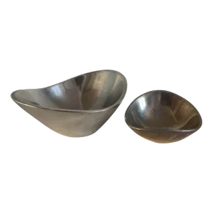1960s Mid-Century Modern Cast Metal Nambe Bowls by Richard K Thomas - Set of 2