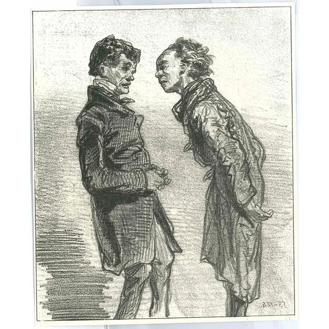 Paul Gavarni, Stern Looking, Original Lithograph, 1881 For Sale