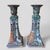 Vintage Chinoiserie Rose Medallion Porcelain Hand Painted Candle Holders -a Pair For Sale - Image 10 of 12