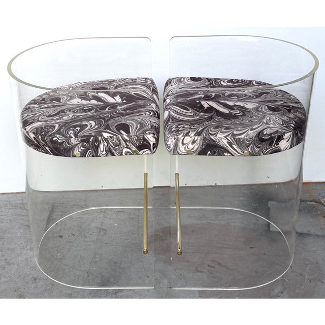 Pair Charles Hollis Jones (Attrib.) Lucite Barrel-Back Counter Counter Chairs For Sale - Image 17 of 18