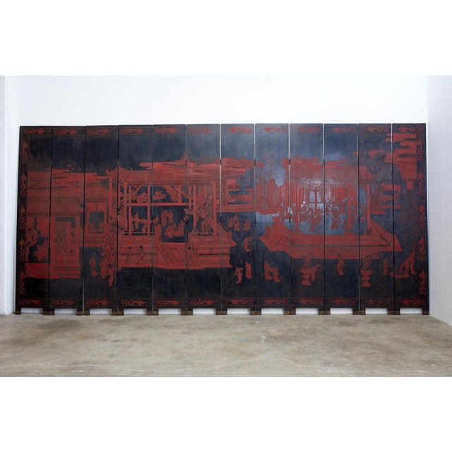 Chinese Chinese Export Twelve Panel Coromandel Style Screen For Sale - Image 3 of 13