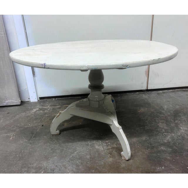 Vintage White Painted Oval Pedestal Side Table For Sale - Image 12 of 12