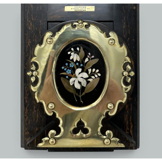 Victorian Antique Cormandel Wooden Brass Inlaid Book Slide Pietra Dura by George Betjemann For Sale - Image 3 of 8