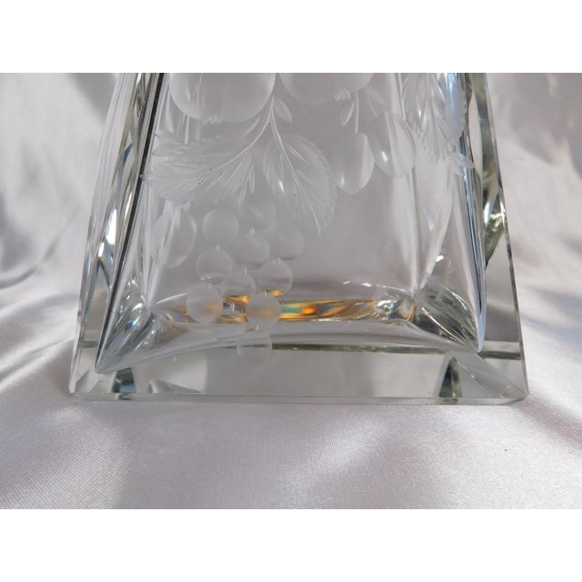Glass 1950s Cut Crystal Decanter With Etched Fruit Design For Sale - Image 7 of 9