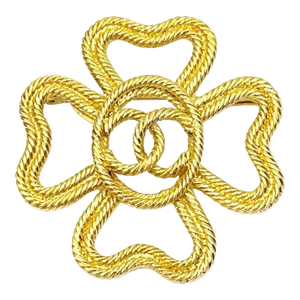 Chanel Vintage Gold Plated Rope Cross CC Brooch