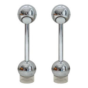 Pair of Chrome John Mascheroni Barbell Lamps