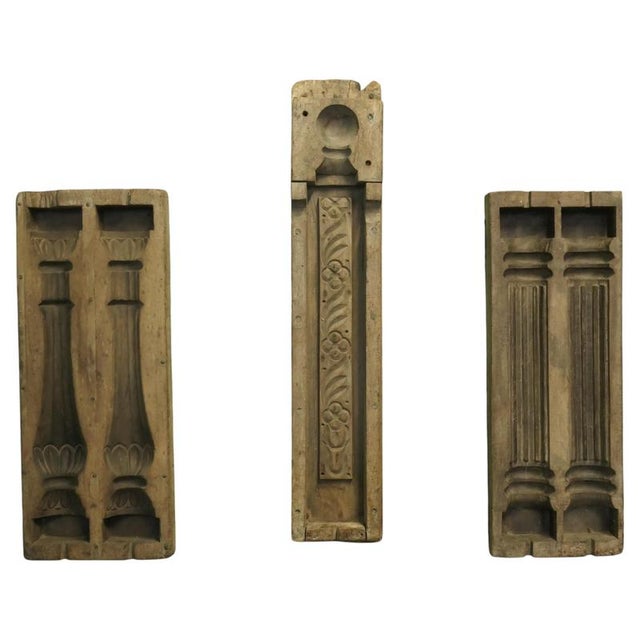 Brown Antique Wooden Plaster Gesso Cornicing Moulds, 1880, Set of 3 For Sale - Image 8 of 8