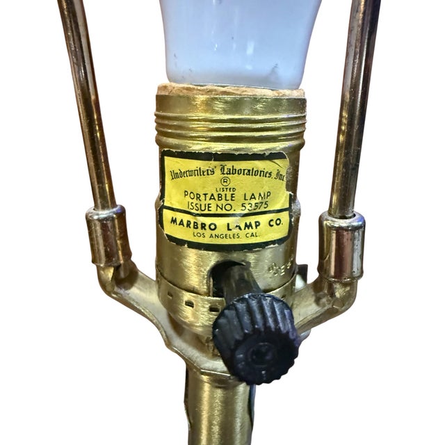 Vintage Marbro Hollywood Regency Glass and Gold Table Lamp For Sale - Image 9 of 10
