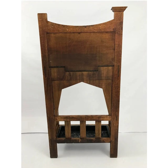 1900 - 1909 Arts & Crafts Oak & Copper Umbrella Stand by Shapland & Petter, c.1900 For Sale - Image 5 of 11