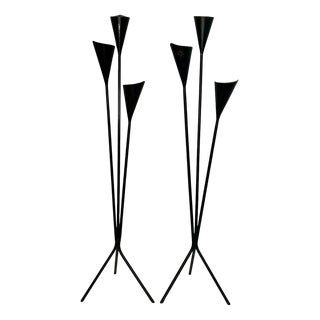 Sculptural Tall Floor Candleholders, attributed to Svend Aage Holm Sørensen, Denmark, 1950s60s, Set of 2 For Sale