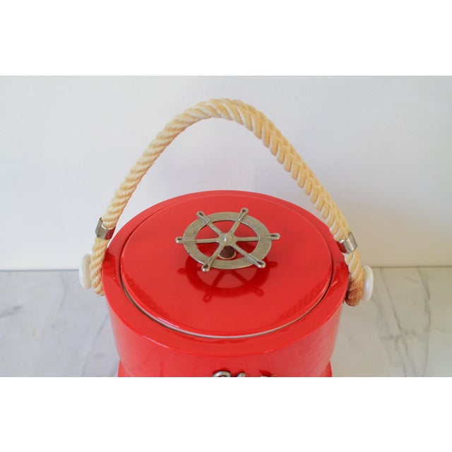 Vintage Nautical Theme Red Ice Bucket For Sale In Milwaukee - Image 6 of 12
