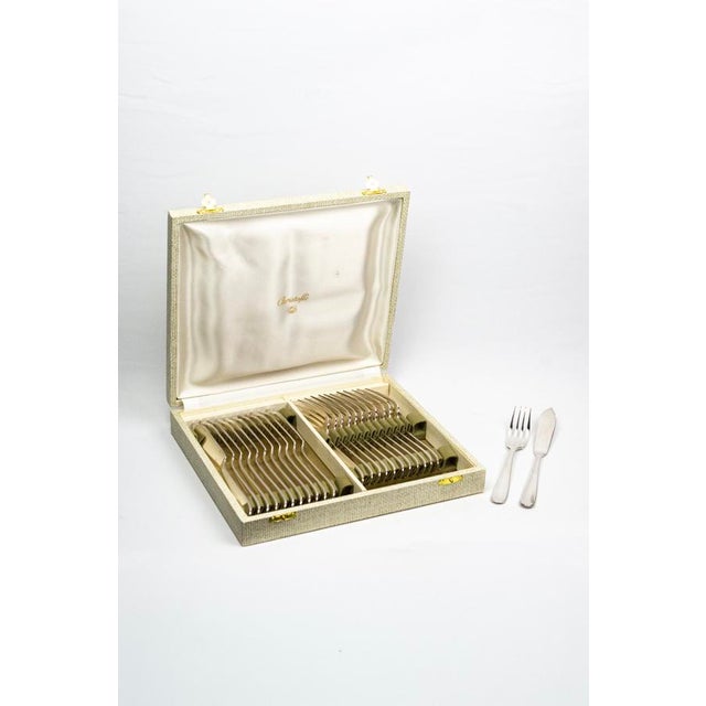 Silver-Plated Fish Service with Smooth Handles from Christofle, 1980s, Set of 24 For Sale - Image 18 of 18